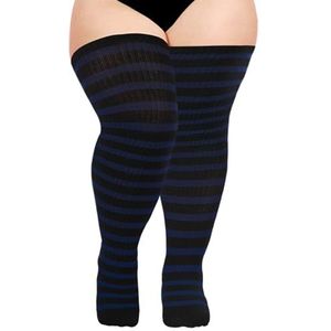 Moon Wood Overknees Kousen Dames Katoen Gebreid Extra Lang Gestreepte Thigh High Socks Halloween Casual Hoge Laarzen Kousen Plus Size