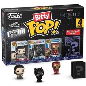 Funko Bitty Pop! Marvel - Loki 4PK - Loki, Black Panther, Iron Man (VII) en A Surprise Mystery minifiguur - 0,9 inch (2,2 cm) - Marvel Comics verzamelbaar - stapelbare displayplank inbegrepen