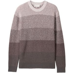 TOM TAILOR Denim heren trui, 37080 - lichtgrijs wit rood kleurverloop, XXL