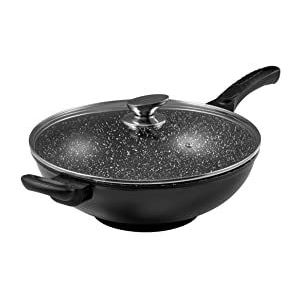 Pradel Excellence 52885M Wok in steen-look met glazen deksel, 32 cm