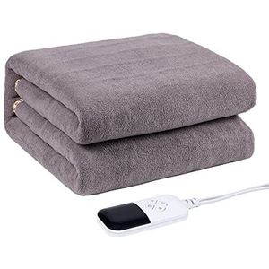 Grijze elektrische deken, 180 x 120 cm, 9 warmte-instellingen, automatische uitschakelklok tot 12 uur, led-display, oververhittingsbeveiliging, droge en comfortabele slaap