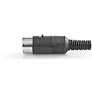 DIN-stekker - recht - stekker - vernikkeld - twist-on - kabelingangsdiameter: 6,0 mm - PVC - zwart - 25 stuks - plastic zak