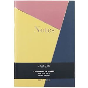 Draeger Paris Notitieblok, A5, gelinieerd, blauw, roze, geel, 3 stuks