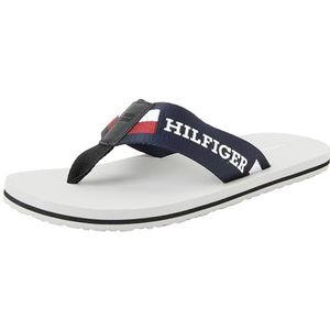 Tommy Hilfiger Mannen Corporate Monotype Beach Sandal Flip Flop, Antiek Zilver, 41 EU