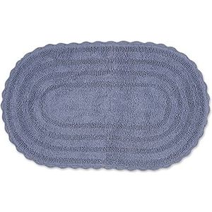DII Crochet Collection Omkeerbare Badmat, Groot Ovaal, 21x34, Stonewash Blauw