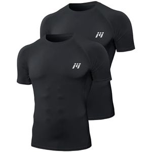 MEETWEE Compressieshirt voor heren, korte/lange mouwen, functioneel shirt voor mannen, sportshirt, training, fitnessshirt, ademend, loopshirt, onderhemd voor hardlopen, joggen, sport, gymzaal