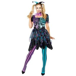 Amscan - Volwassenen Haunted Harlequin Lady dames Halloween verkleedkostuum maat: 8-20, Meerkleurig, 12-14
