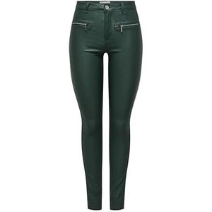 ONLY ONLRoyal Zip HW Rock Coated Skinny Fit Jeans voor dames in lederlook, Ponderosa grenen, XS