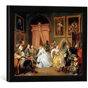 Ingelijste afbeelding van William Hogarth Marriage a la Mode: IV, The Toilette, c.1743, kunstdruk in hoogwaardige handgemaakte fotolijst, 40 x 30 cm, mat zwart