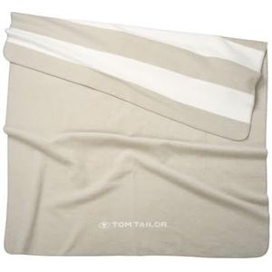 Herding TOM TAILOR Jacquard deken, jacquard deken Sunny Sand & Crisp White, 150x200 cm, 58% katoen, 32% polyacryl, 10% polyester/jacquard, met omkeerbaar motief, kettingnaad en geweven logo