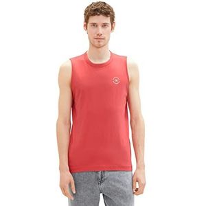 TOM TAILOR Basic tanktop voor heren met logo-print, 31045 - Soft Berry Red, S