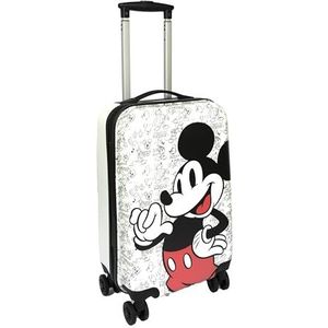 Undercover - Mickey Mouse reiskoffer - rolkoffer met 4 dubbele wielen - TSA-slot - 1 vak met spanbanden - 1 vak met ritssluiting, wit, polycarbonaat trolley 20 inch