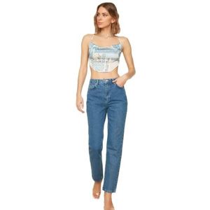 Trendyol Vrouwen Hoge Taille Rechte Been Bootcut & Flared Jeans, marineblauw, 60