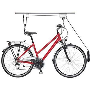 Relaxdays fietslift, tot 20 kg, plafondlift met touw, voor garage & kelder, fiets ophangsysteem, zilver/zwart