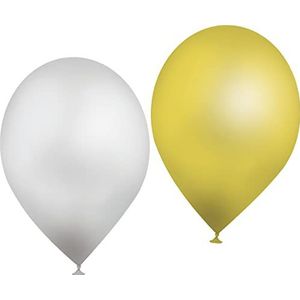 Rubie's - 10 metallic ballonnen goud/zilver, feest, carnaval - 410231