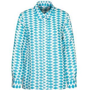 Seidensticker Hemdblouse voor dames, modieuze blouse, regular fit, hemdblousekraag, lange mouwen, 100% linnen, turquoise, 44