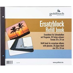 goldbuch 83076 vervangend blok voor schroefalbum, 30 zwarte pagina's met pergamijn-scheidingsbladen, geschikt voor fotoalbum met een afmeting van 29 x 24 cm, navulverpakking voor fotoalbums
