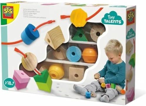 SES - Tiny Talents - Sensory Kralen Rijgen - Montessori - Meerdere Soorten Grove Kralen