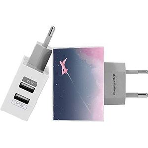 Gocase Sweet Travel Wall Charger | Dual USB-oplader | Compatibel met iPhone 11 Pro Max XS Max X XR Samsung S10 + Huawei P30 P20 LG Sony | Voeding wit 1 A / 2.1 A