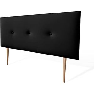 amuéblate online - Premium gevoerd hoofdeinde model Kayne met poten, bekleding van hoogwaardig kunstleer, hout, zwart, 160 x 60 cm (bed 150)