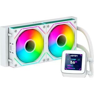 ABYSM Gaming Ocean 240 White ARGB, vloeibare koeling, met 7,1 cm (2,8 inch) lcd-display, voor bewaking van CPU-temperatuur, ventilatorsnelheid en andere parameters