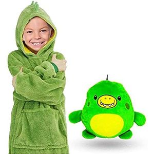 CASKIE Kids Huisdieren Hoodie Deken Sweatshirt voor Meisjes Jongens, Pluche Dieren Veranderen in Oversized Hooded Sweatshirt met Gigantische Zak, Trui Jumper Badjas Pyjama Kussen One Size Fits All, D.