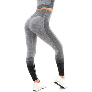 M17 Dames Leggings Dames Gradiant Stripe, Grijs Marl Zwart, S