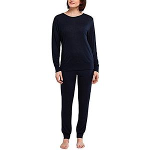Schiesser Dames Selected Premium Pak Lange Tweedelige pyjama, zwart (blauw/zwart 001), 42
