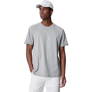 Koton Basic T-shirt voor heren, ronde hals, korte mouwen, Grijs (023), L