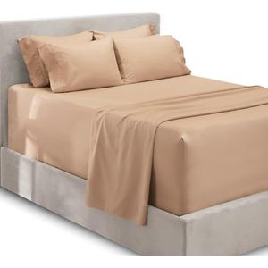 Hearth & Harbor Extra diepe omslag - geschikt voor matras van 45-61 cm diep - extra diepe zak split kingsize sets - 7-delige split kingsize - Split King, taupe