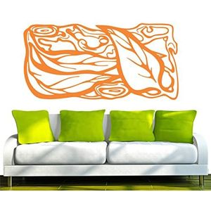 INDIGOS/muurstickers e139 mooie natuurlijke bladeren met cirkels, vinyl, oranje, 240 x 118 x 1 cm
