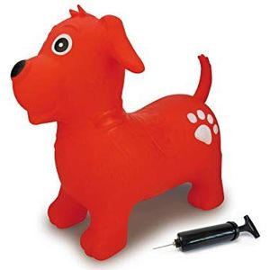 JAMARA 460454 Springdier hond met pomp, BPA-vrij, tot 50 kg, bevordert het evenwichtsgevoel en de motorische vaardigheden, robuust en duurzaam, onderhoudsvriendelijk, rood