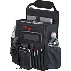 Tidify Auto Voorstoel Organizer [2022 BIJGEWERKT] met speciale tablet- en laptopopslag Stabiliserende zijriemen Zachte verstelbare schouderriem en geharde gespen Uw kantoor weg van kantoor