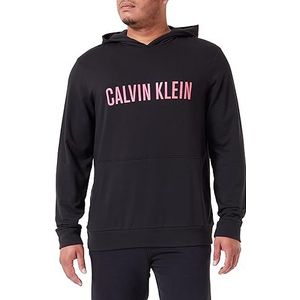 Calvin Klein Heren L/S Hoodie Zware Sweatshirts, Zwart W/Fuchsia Rose, M