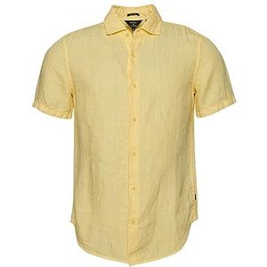 Superdry Studios Casual Linen S/S Shirt Heren Sweatshirt, Goud (Aspen Gold), XXL