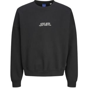 JACK & JONES Heren Jorbrooklyn Graphic Sweat Crew Neck Ln Sweatshirt, Zwart, L, Zwart, L