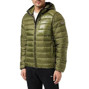 Champion Legacy Outdoor Chintzed Poly Plain Woven Hooded Jacket voor heren, Verde Olivo/Nero, S