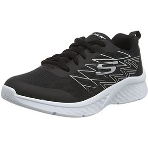 Skechers Microspec Quick Sprint Sneaker voor jongens, Zwart Textiel Zwart Zilver Trim, 27 EU