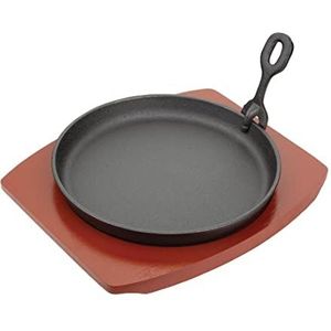 Vogue Olympia Gietijzer Ronde Sizzler met Houten Tribune 220mm Serveerschotel