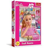 Trefl - Barbie, leren Barbie - puzzel 100 stukjes - roze puzzel met 's werelds populairste pop, creatief plezier, plezier voor kinderen vanaf 5 jaar