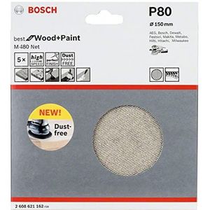 Bosch Professional 5 Stuks Schuurblad M480 Best for Wood and Paint (hout en verf, Ø 150 mm, korrelgrootte K80, accessoire excenterschuurmachine)