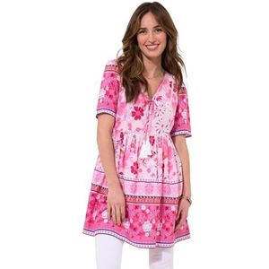 Joe Browns Damesmode bloemen contrast rand print korte mouw ontspannen tuniek, ontspannen pasvorm, roze, EU 42, roze, 40