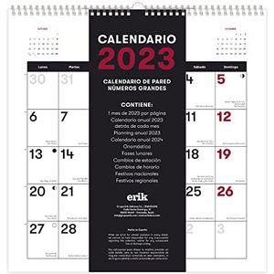 Grupo Erik CP23105 Wandkalender 2023, FSC-gecertificeerd, kalender 2023, met maanfasen, maandkalender 30 x 30 cm, kalender 12 maanden,