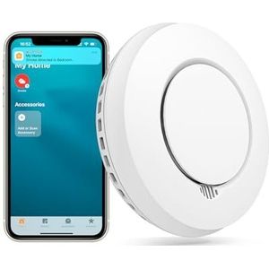 Meross Rookmelder, verbonden (zonder HUB), intelligente rookmelder, compatibel met Apple HomeKit en SmartThings, brandmelder met verwisselbare batterij, testfunctie, HUB vereist