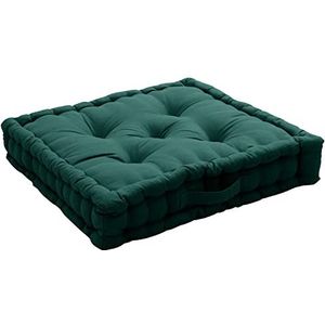 Enjoy Home Panama Collection Vloerkussen met handvat, 100% katoen, Öko-Tex-gecertificeerd, 50 x 50 x 10 cm, donkergroen