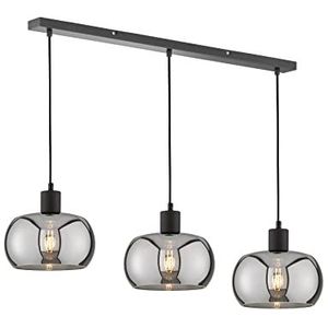 Fischer & Honsel | Hanglamp, Dima | zandzwart | glas | rookkleurig | L: 110,00 cm, B: 22,00 cm | Uitl. plafond: 160,00 cm | 3x E27 max. 40,0 Watt | 60901