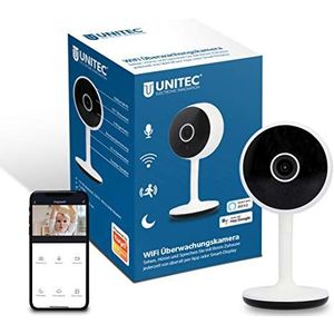 UNITEC WIFI Slimme bewakingscamera, Full HD videocamera, bewegings- en geluidsdetectie, nachtzichtfunctie
