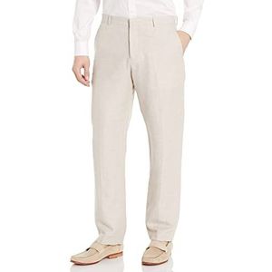 Perry Ellis Men's Regular Essentials Dress Pant, Modern Fit, Solid Twill, Lightweight (Waist Size 29-42), Natural Linen Herringbone, 29W x 32L
