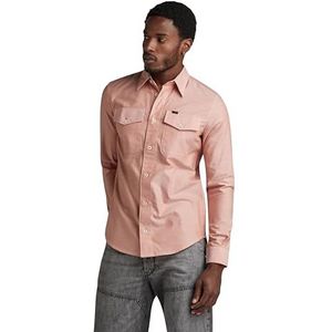 G-STAR RAW Marine Slim Shirt met lange mouwen voor heren, meerkleurig (Burned Orange/White Oxford D24963-7665-d140), XXL