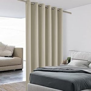 Bonzer Verduisterend gordijn met ruimteverdeler, brede kamerverduistering, totale privacy, muur, geluidsdempend voor slaapkamer, 213 x 180 cm, 1 paneel, crème